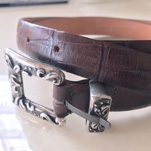 Medium brown leather belt with Silver